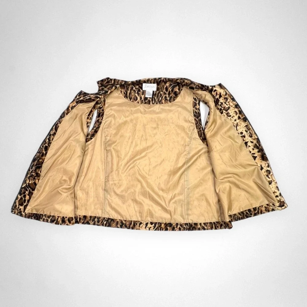 Vintage JORDAN Leopard Faux Fur Sleeveless Vest‎ 1X